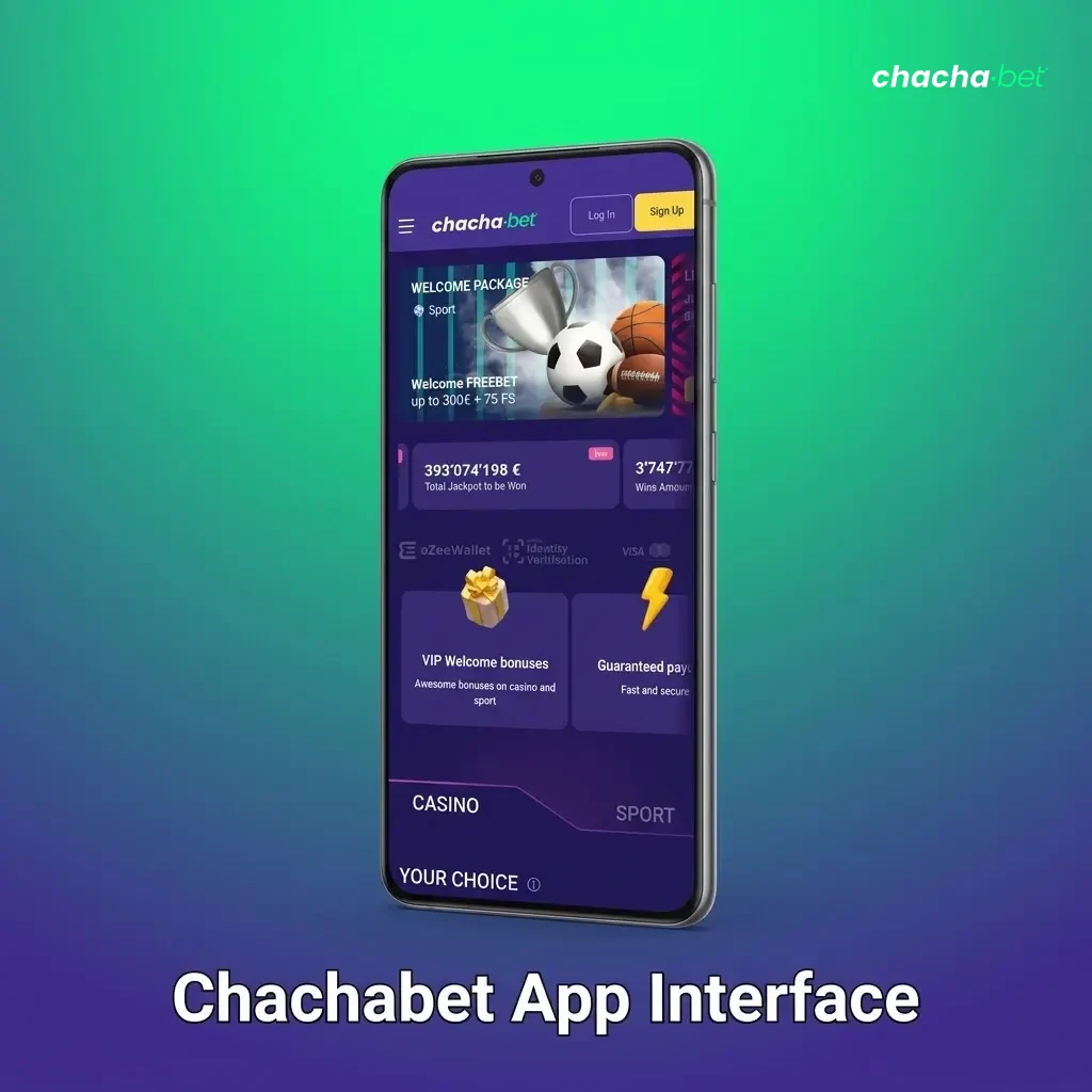 Chachabet PWA mobile-first interface showing fixed bottom menu with sports, casino, promotions and account sections