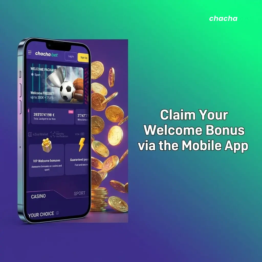 Chachabet mobile app welcome bonus claim steps on smartphone with deposit and free spins activation