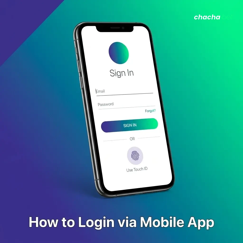 Chachabet iOS app login steps showing email, Face ID, and Touch ID access to account dashboard