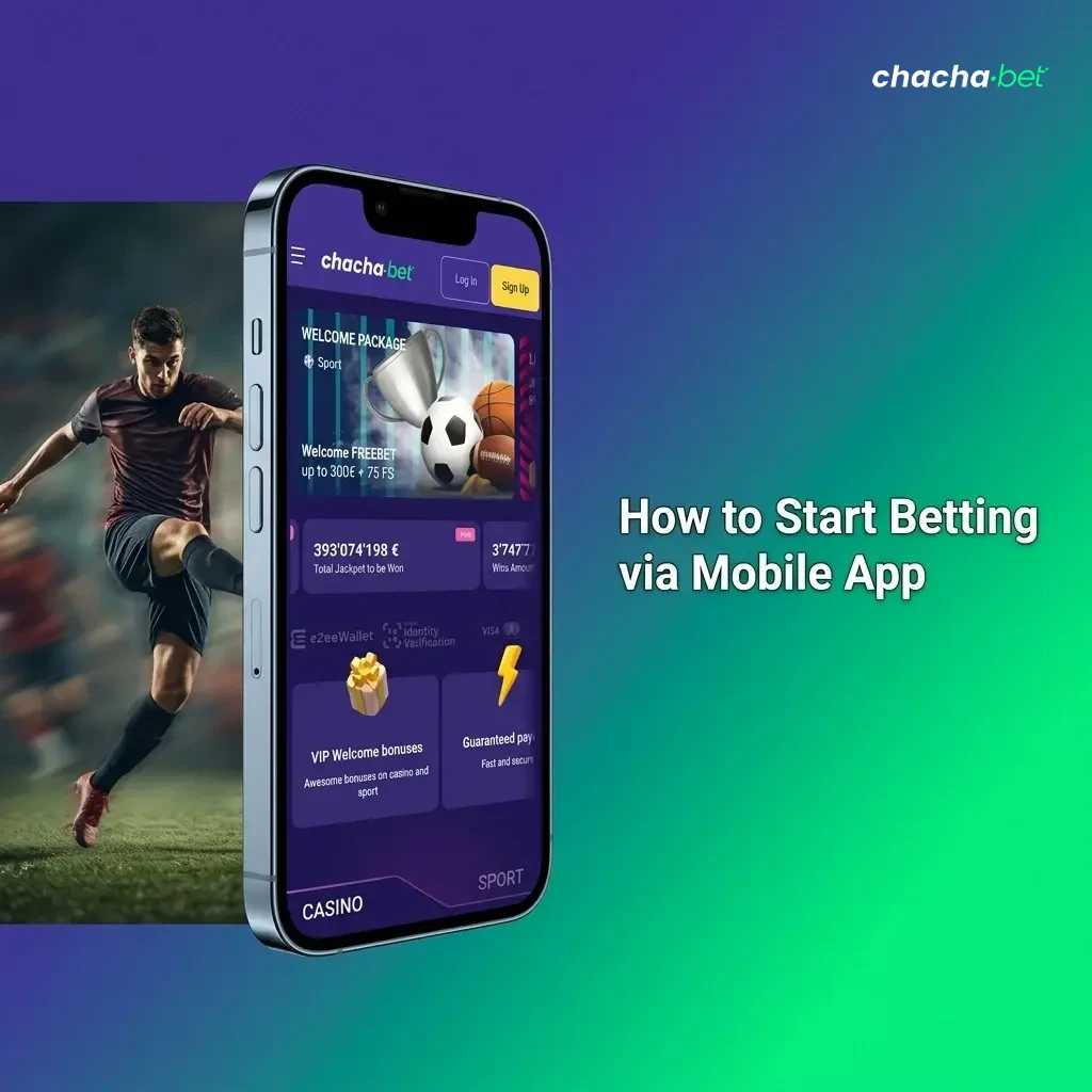 Chachabet mobile app sports betting guide showing step-by-step bet placement process on a smartphone screen