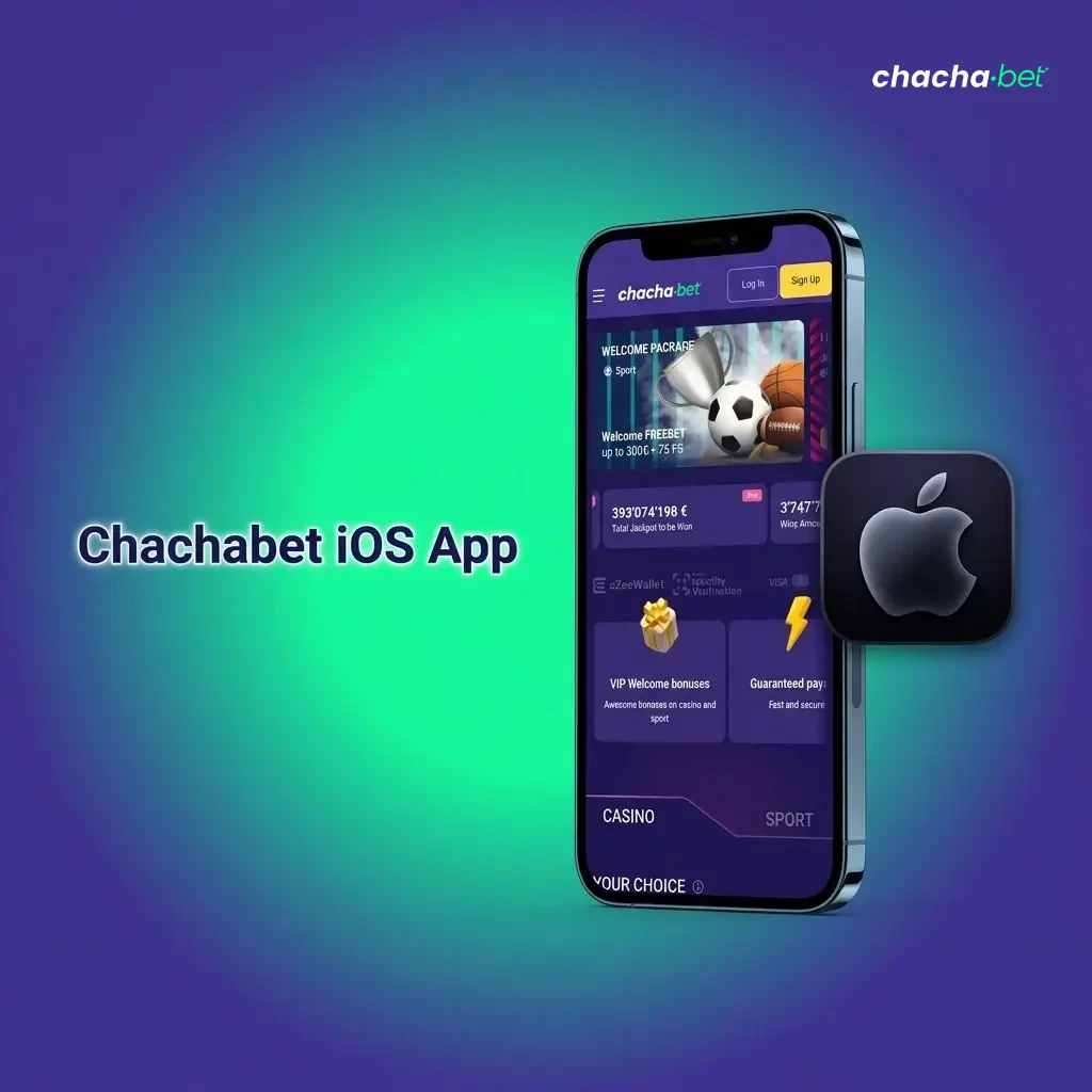 Chachabet iOS app for iPhone and iPad showing sports betting, casino games, and live events on a mobile screen.