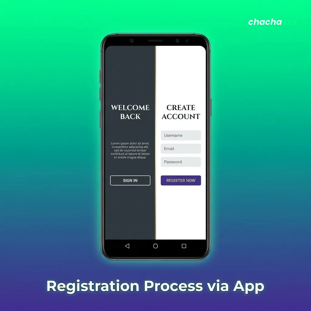 Chachabet mobile app registration process showing step-by-step account creation on a smartphone screen