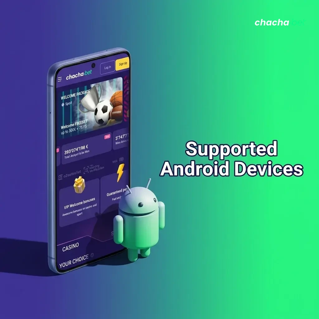 List of supported Android devices including Samsung, Google Pixel, OnePlus, Xiaomi, Oppo and Motorola models for Chachabet