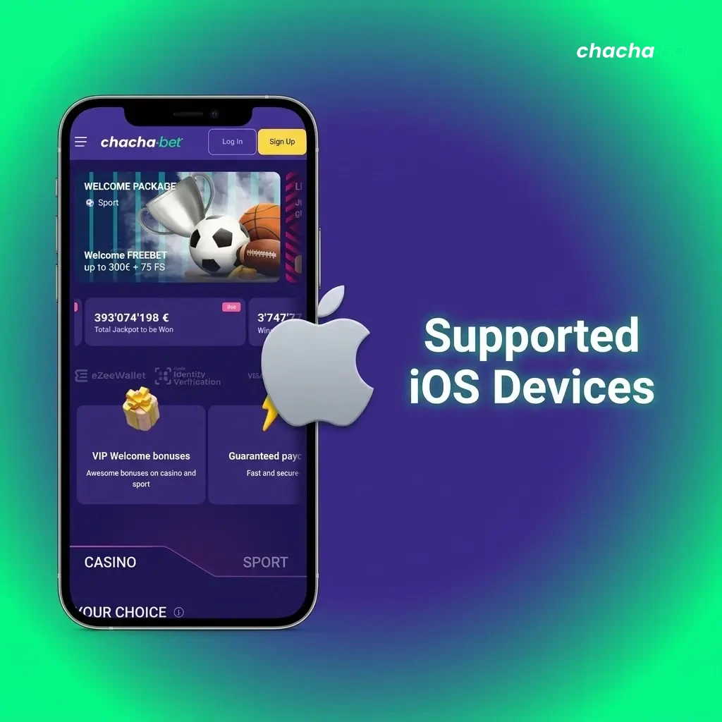 List of supported iOS devices including iPhone 15 to 11, iPad Air, iPad Pro, iPod Touch, compatible with iOS 14.0 or higher.