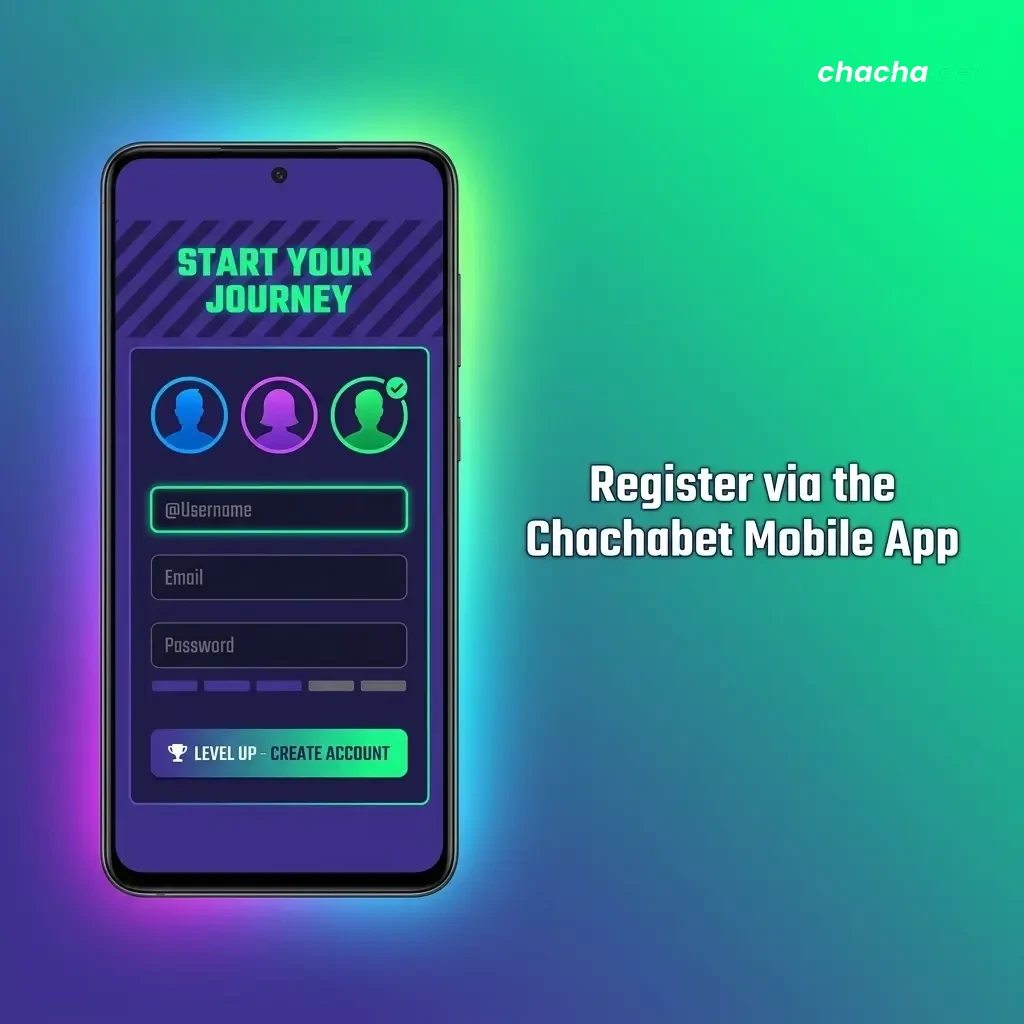 Chachabet mobile app registration screen showing sign-up options for Android and iOS users